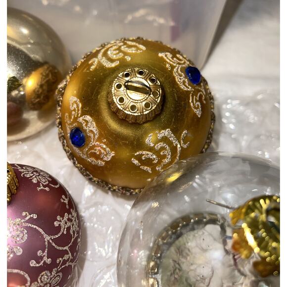 Vintage Stunning Embellished Hand painted Blown Glass Christmas Ornaments #30 - Picture 10 of 12